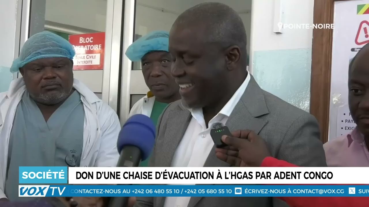 Don d’une chaise d’évacuation à l’HGAS par Adent Congo