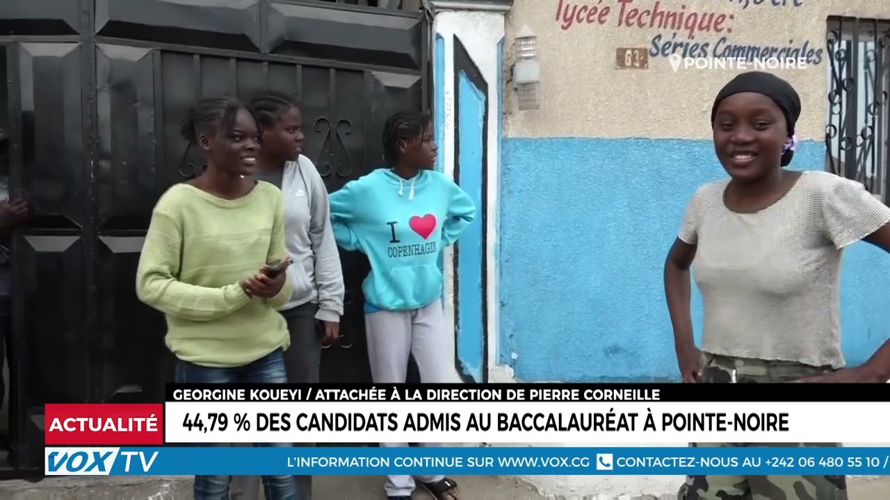 44,79 % des candidats admis au Baccalauréat à Pointe Noire